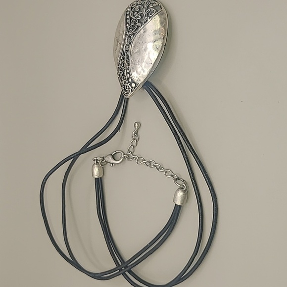 Black rope necklace with silver color pendant by premier design - Picture 4 of 7